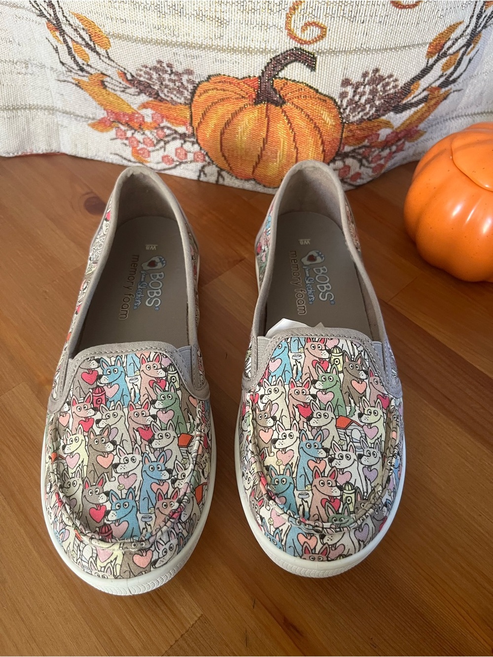 Skechers Slip-On Sneakers for Women — Pastel Multi Dogs Print